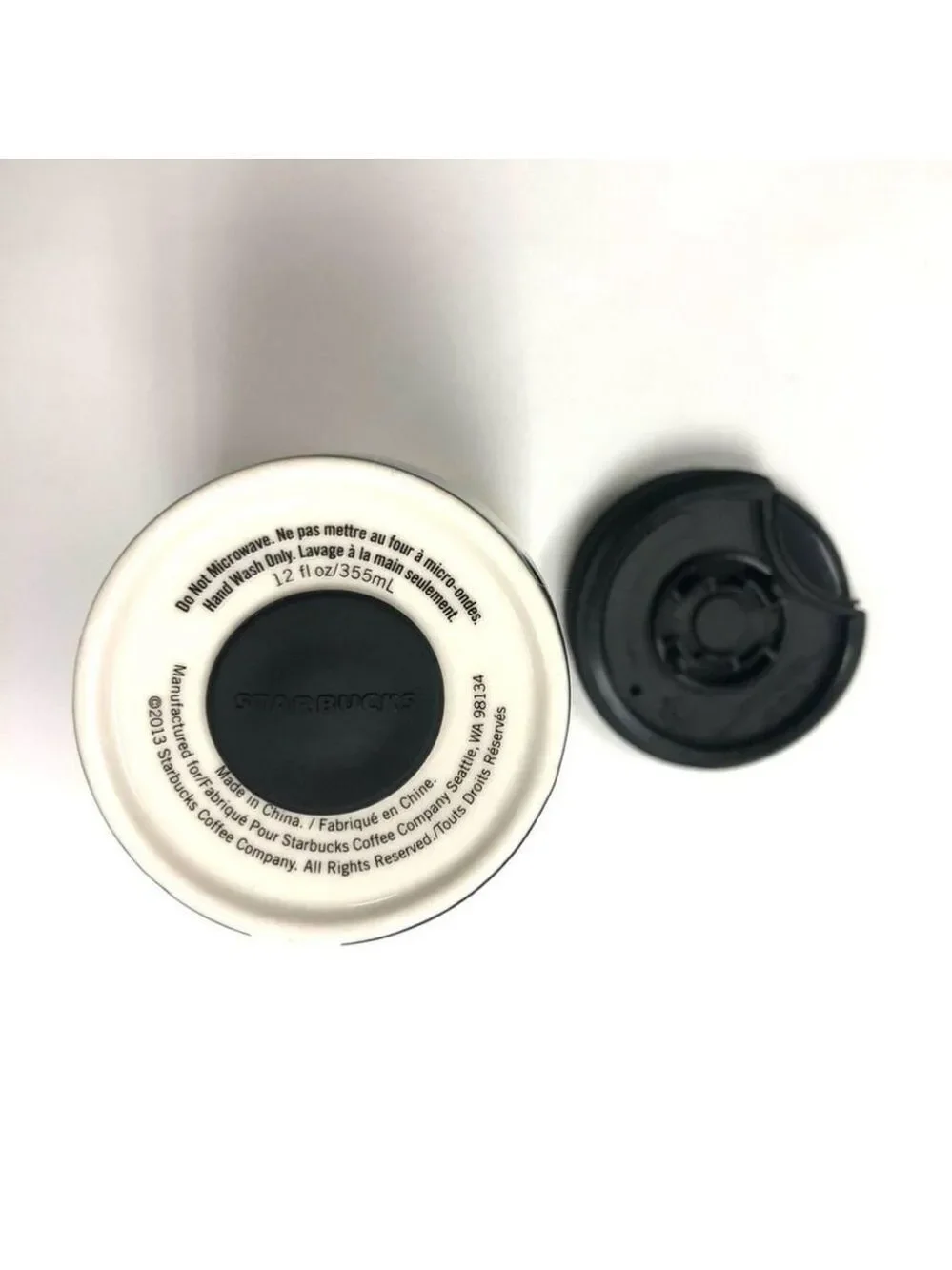 STARBUCKS x Alice and Olivia black white striped 12oz travel tumbler slide cap